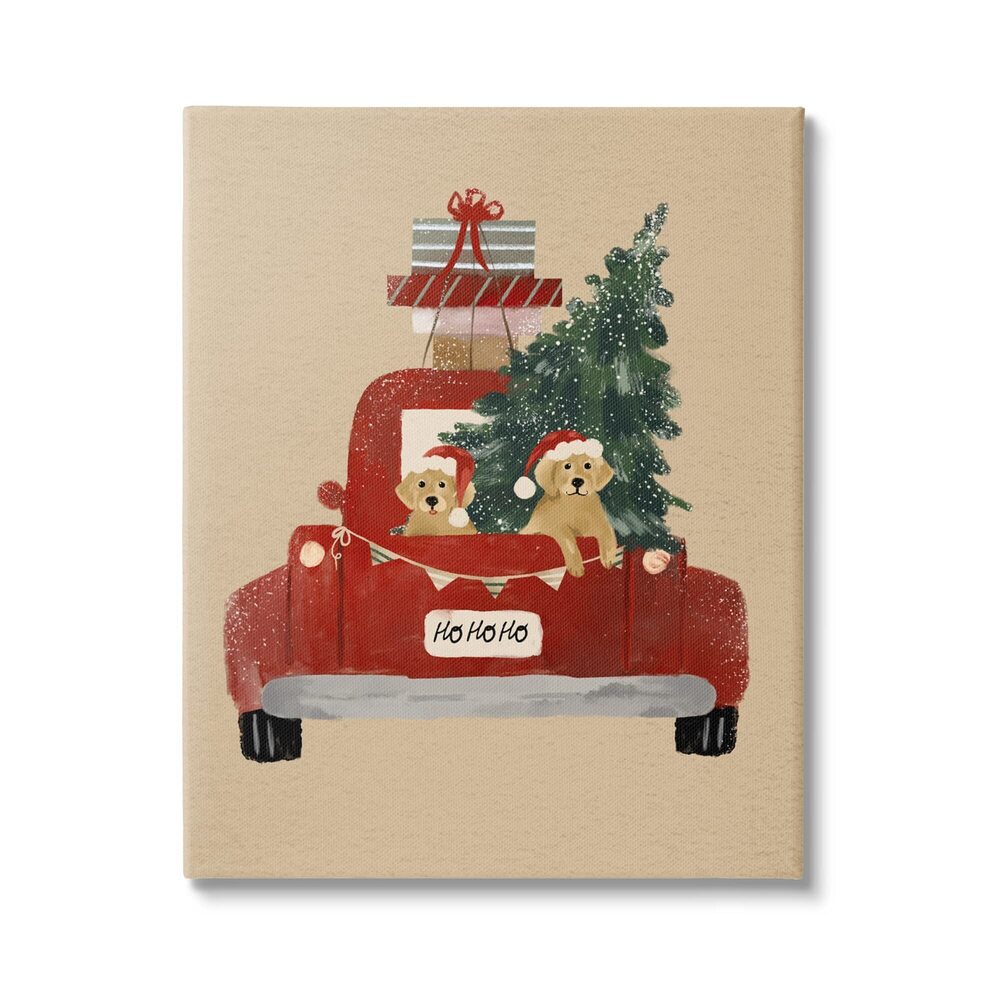 3882 Dogs Wearing Festive Hats Christmas Tree Truck, Design by Laura